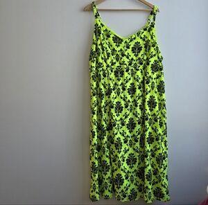 Torrid Neon Green Flocked Burnout Velvet Damask Midi Dress Size 3 Indie Sleaze